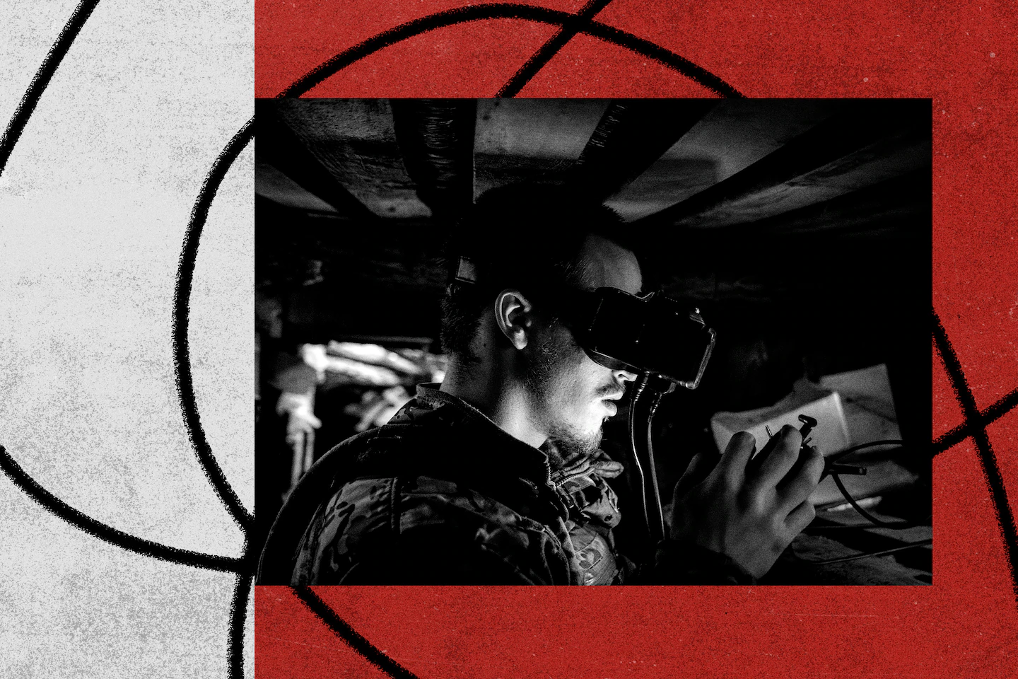 Пілот безпілотника з позивним «Сапсан», який входить до підрозділу 47-ї, керує безпілотником від першої особи, або FPV, з передової позиції бункера на півдні у вересні.